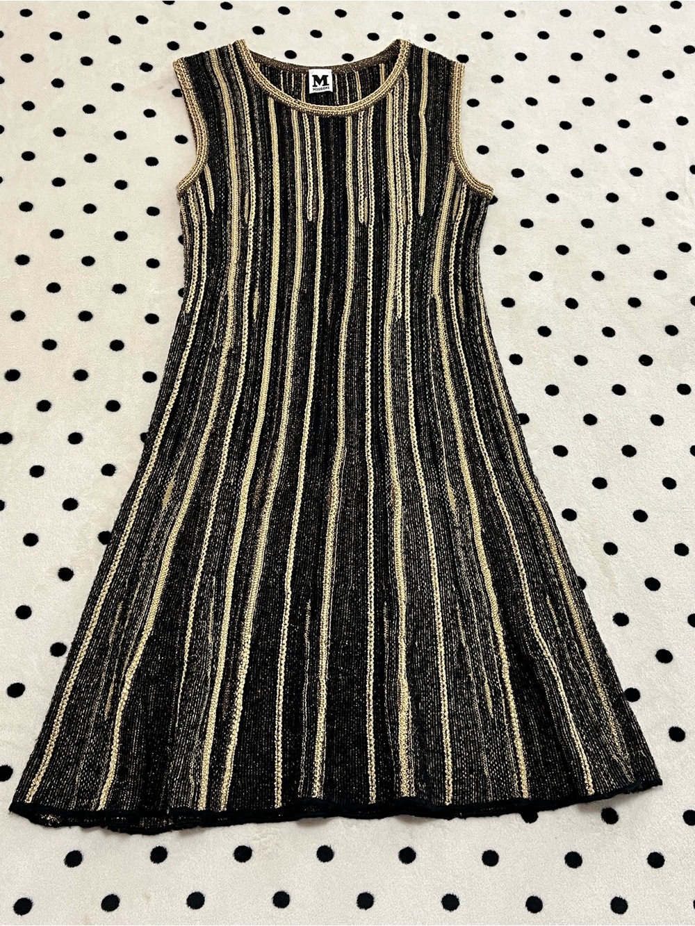 M Missoni Black & Gold Metallic Striped Knit Dress Size 40 - Picture 3 of 15